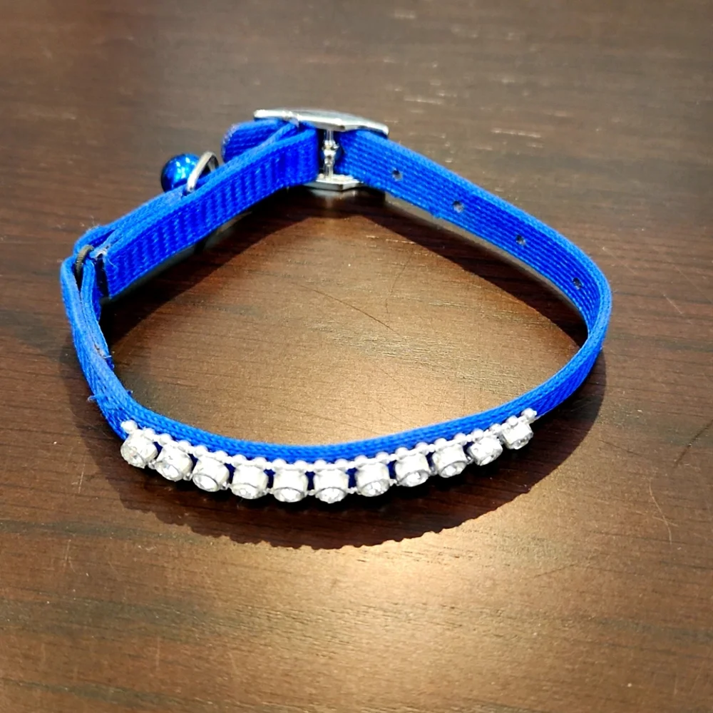 Cat Collar, Blue w/ faux diamonds